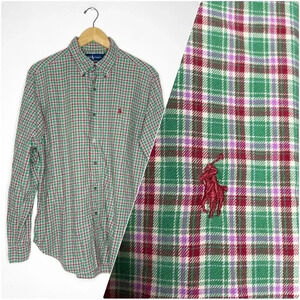 Ralph Lauren Classic Fit Green Plaid Long Sleeve Shirt Size Large